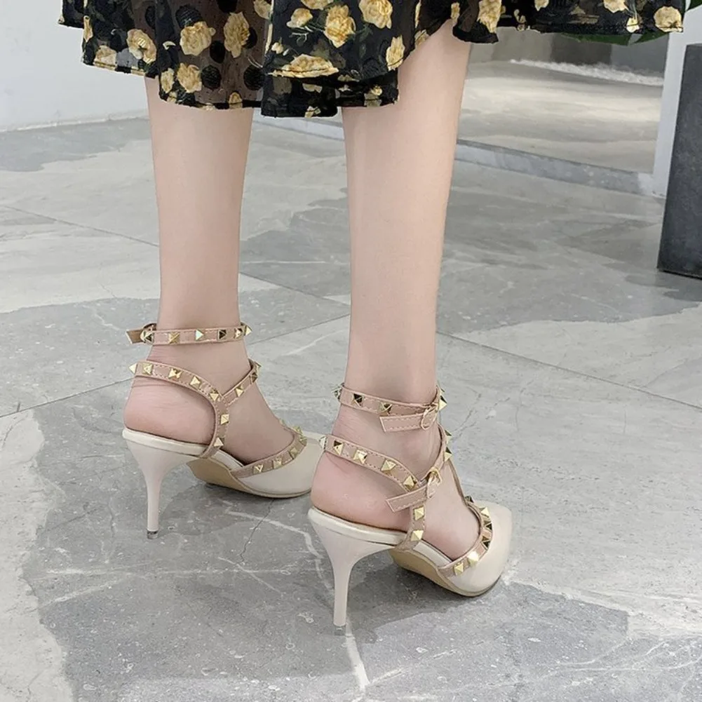 Damen Mode Sexy Sandalen 2026 Neue Spitzschuh-Design mit Schnalle und Nieten Trendige High Heels Schuhe für Kleider, Hochzeiten, Bankette und Partys – Detail 14