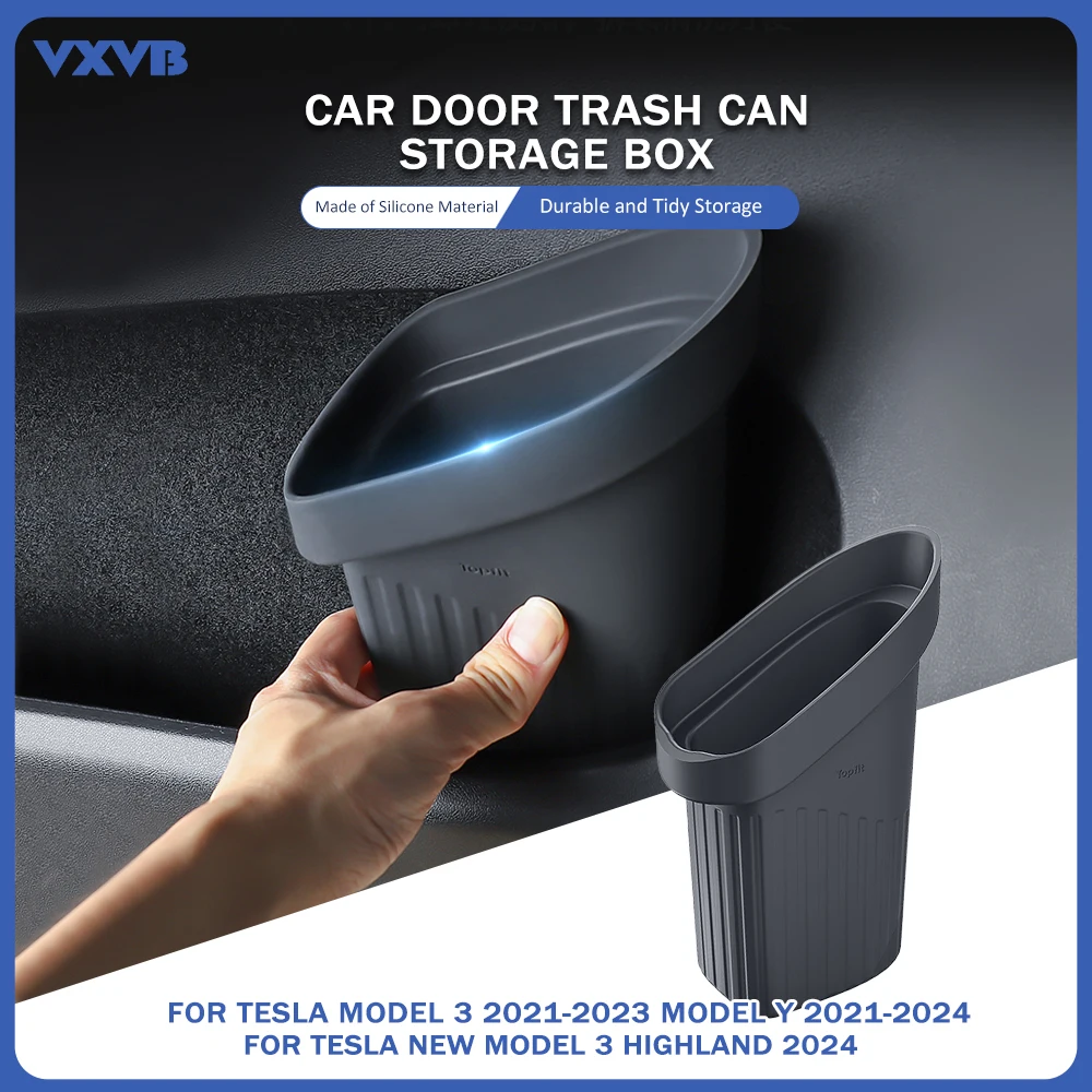 

Door Trash Can For Tesla Model Y Model 3 Highland 2021-2024 Door Storage Box Interior Storage Modification Interior Accessories