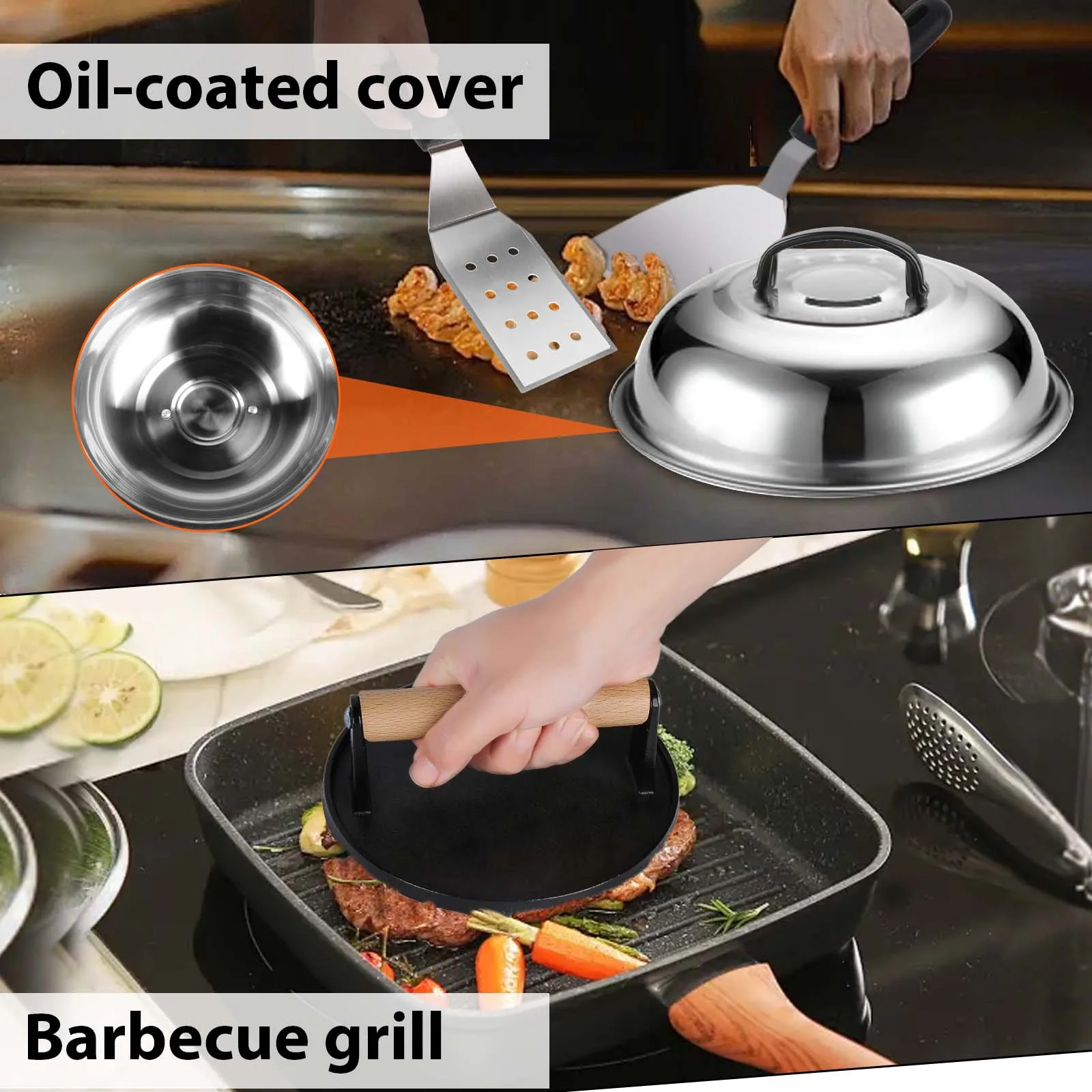 Grillzubehör-Set, Professionelle Hibachi Flachgrill-Werkzeuge, Professionelle Hibachi-Werkzeuge für Outdoor-BBQ – Detail 1