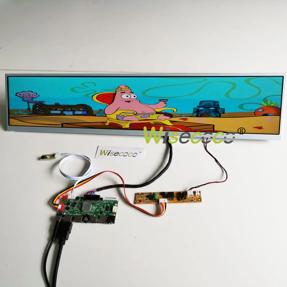 Imagem -05 - Wisecoco-ultrawide Publicidade Display Esticado Bar Lcd Ips 1920x360 Lvds Controller Board Borda Prateleira Digital Signage 19