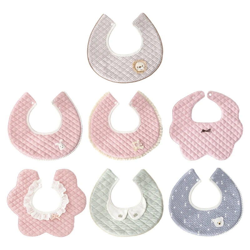 

77HD Trendy Baby Cotton Bibs Soft & Comfortable Newborn Bibs for Messy Meals Chewing