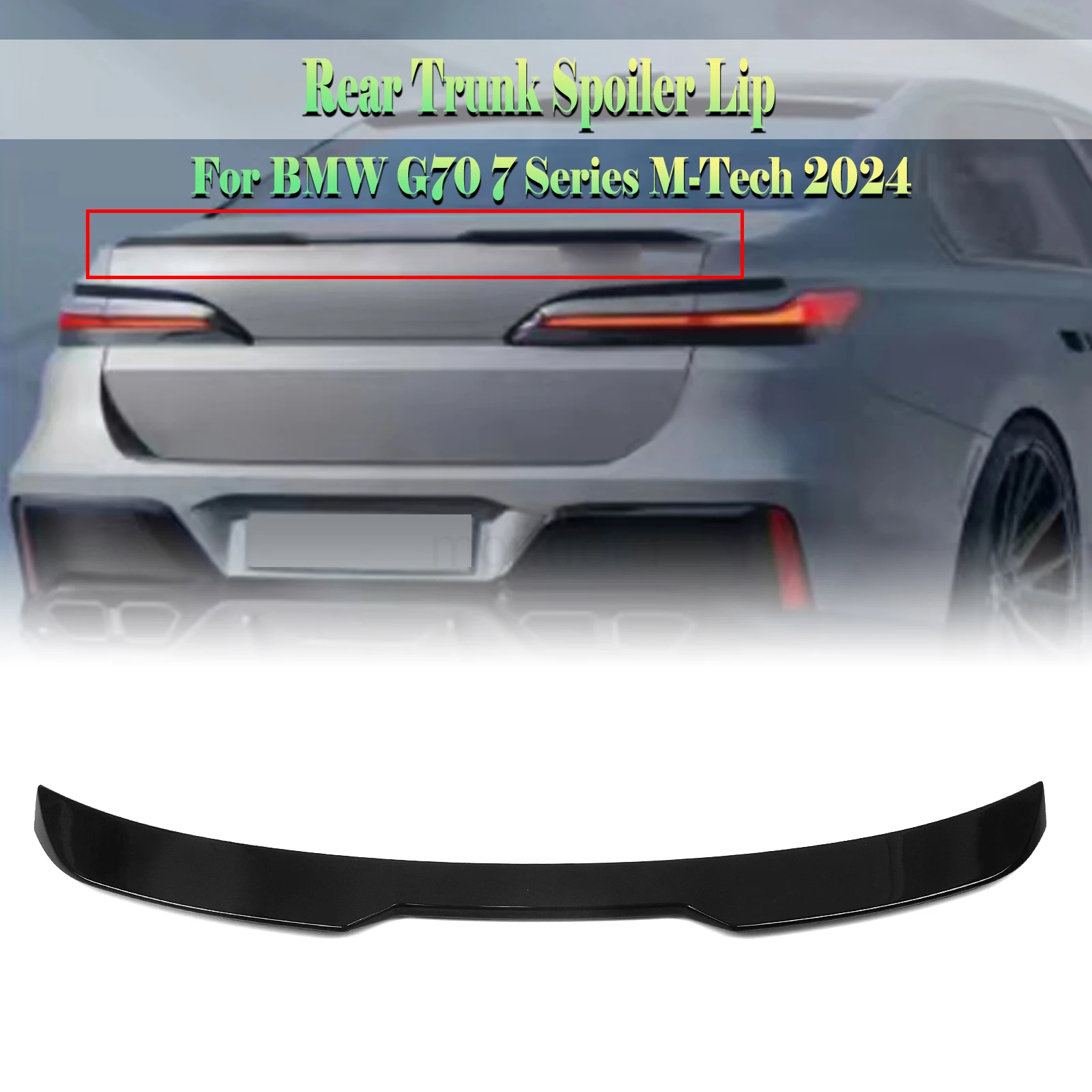 Rear Trunk Lid Spoiler Wing For BMW 7 Series G70 M Tech 2024 Glossy Black Tailgate Splitter Trim Lip MONTFORD