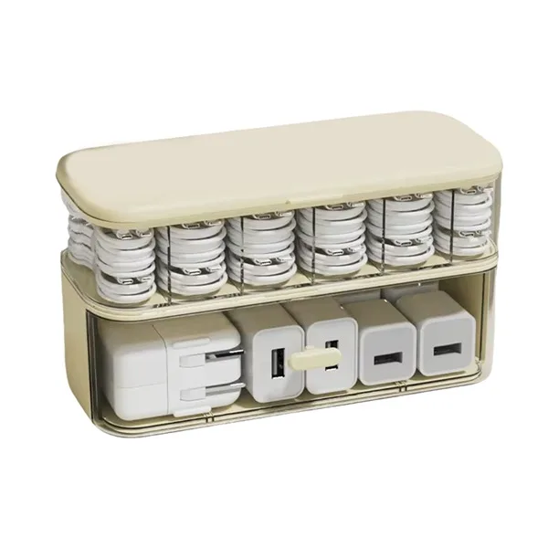 

Discount Compact Transparent Desktop Cable Organizer Box with Lid-No Cord and Charger Storage Solution for Home Organization B