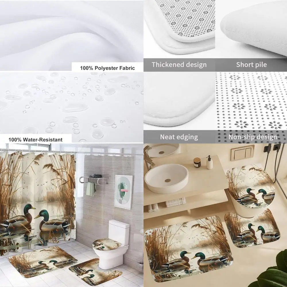 

Vintage Mallard Duck Shower Curtain Set with Matching Accessories, 72 x 72 Bathroom Decor