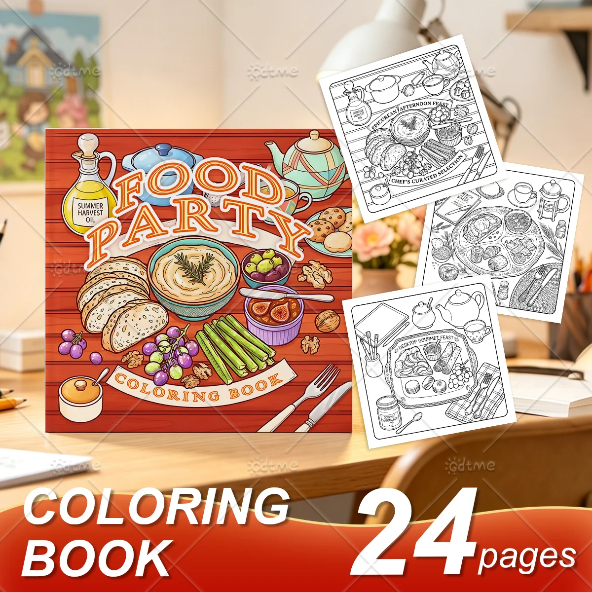 كتاب تلوين حفلات الطعام المريح - مراجعة Food Snacks Drawing وسعره