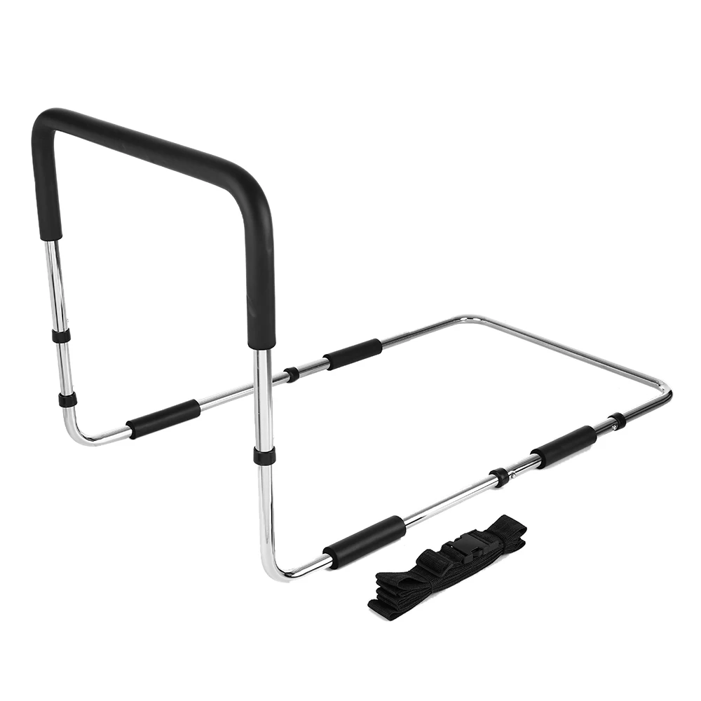 Height Adjustable Hand Bed Rail for Elderly Senior with Anchor Strap Iron Plating Bed Assist Bar Handle Safety Hand Rail