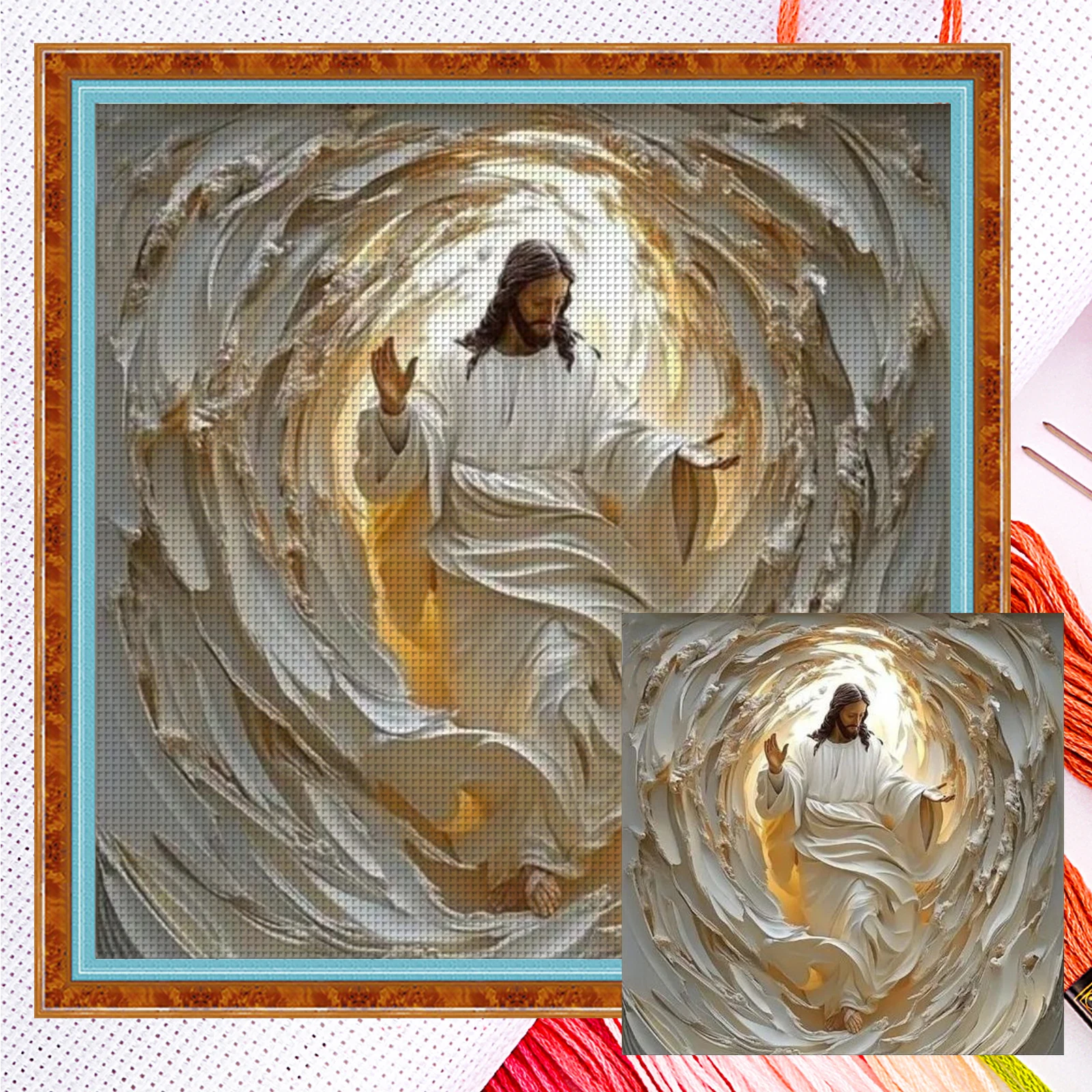 

Наборы для вышивания крестиком «Иисус» (14CT) для взрослых, 40x40 см, для домашнего декора, схемы для вышивки, наборы для рукоделия