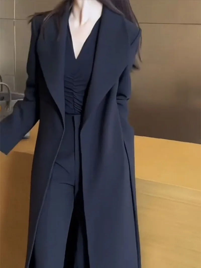 

Осень-зима 2025 г., женский корейский тонкий модный средний и длинный плащ, женский новый высококачественный темпераментный тонкий плащ для поездок на работу