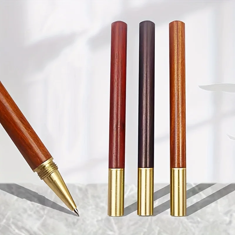Penne firmate in legno artigianali da 1 pezzo, uso duraturo con ricariche di inchiostro rosso, blu e nero