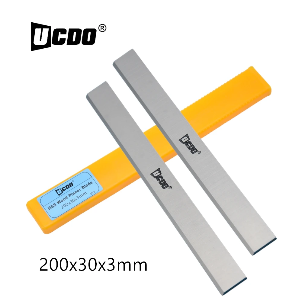 UCDO HSS Wood Planer Blade 200x30x3mm for Woodworking Thickness Knives 2pcs Woodworking Power Tool Accessories