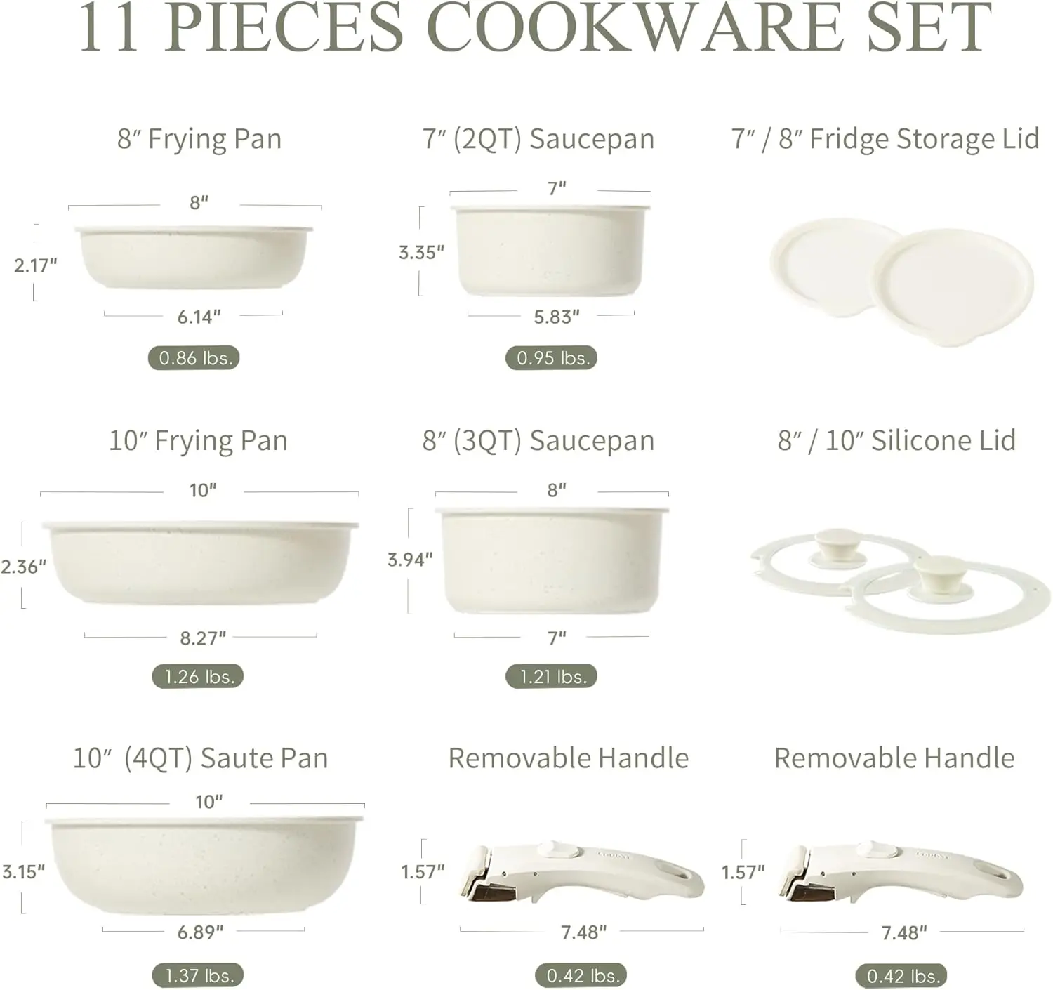 Pots and Pans Set Non Stick, Cookware Sets Nonstick, 11pcs Kitchen Set, Oven Safe, Induction Ready