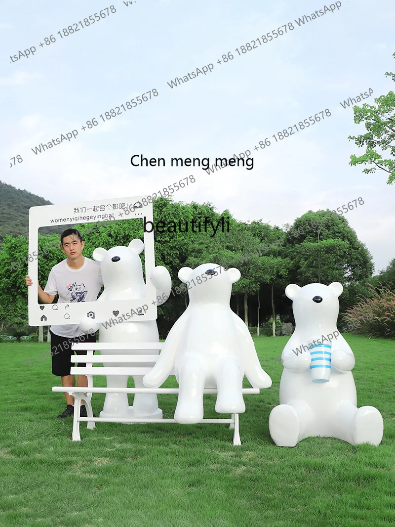 

E1001 ss Polar Bear Animal Seat Decoration Kindergarten Outdoor Lawn Landscape Decoration Rabbit Sculpture