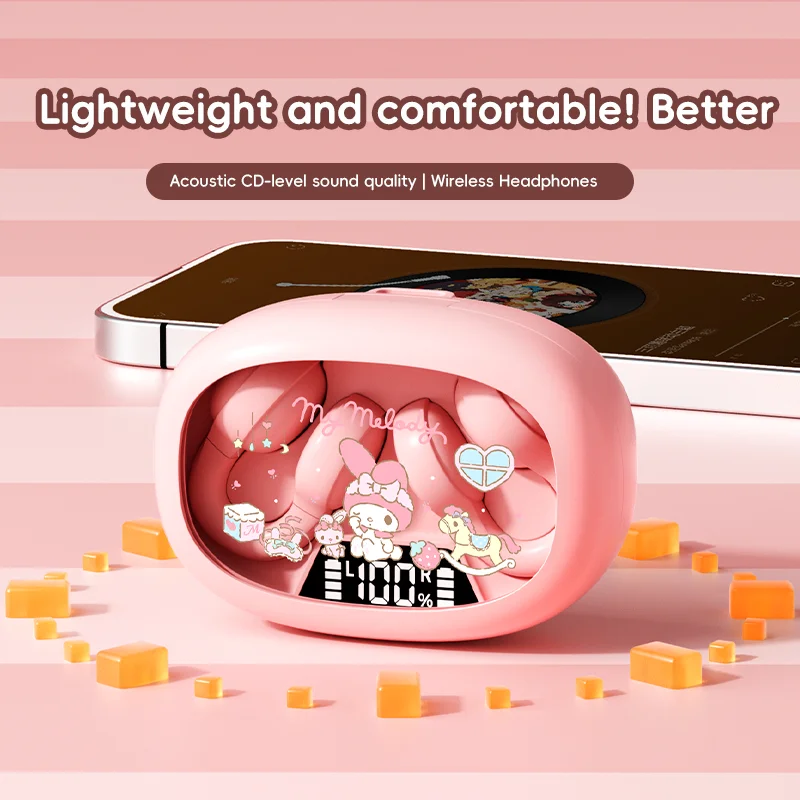X53 سماعات رأس لاسلكية سماعة رأس بخاصية البلوتوث شاشة ديجيتال ذكية تعديل حجم مشبك أذن كرتوني لطيف يرتدي مريحًا #3