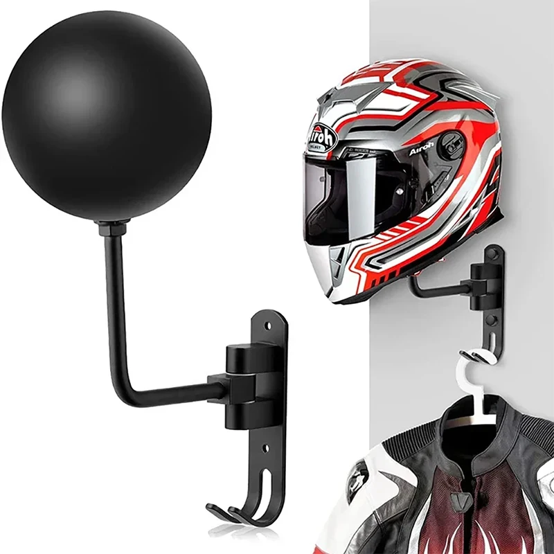 Motorcycle Helmet Rack Wall Mount Stain Steel Helmet Holder 180 Rotation Hanger with Double Hook Bike Helmet Holder Dropshipping