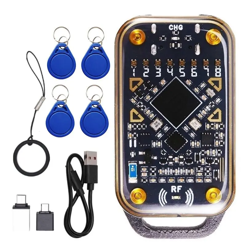 ABZZ-Chameleon Ultra Chip Decode RFID Smart Card Emulator Reader 13.56Mhz 125Khz Duplicator+ 4XUID Keychain