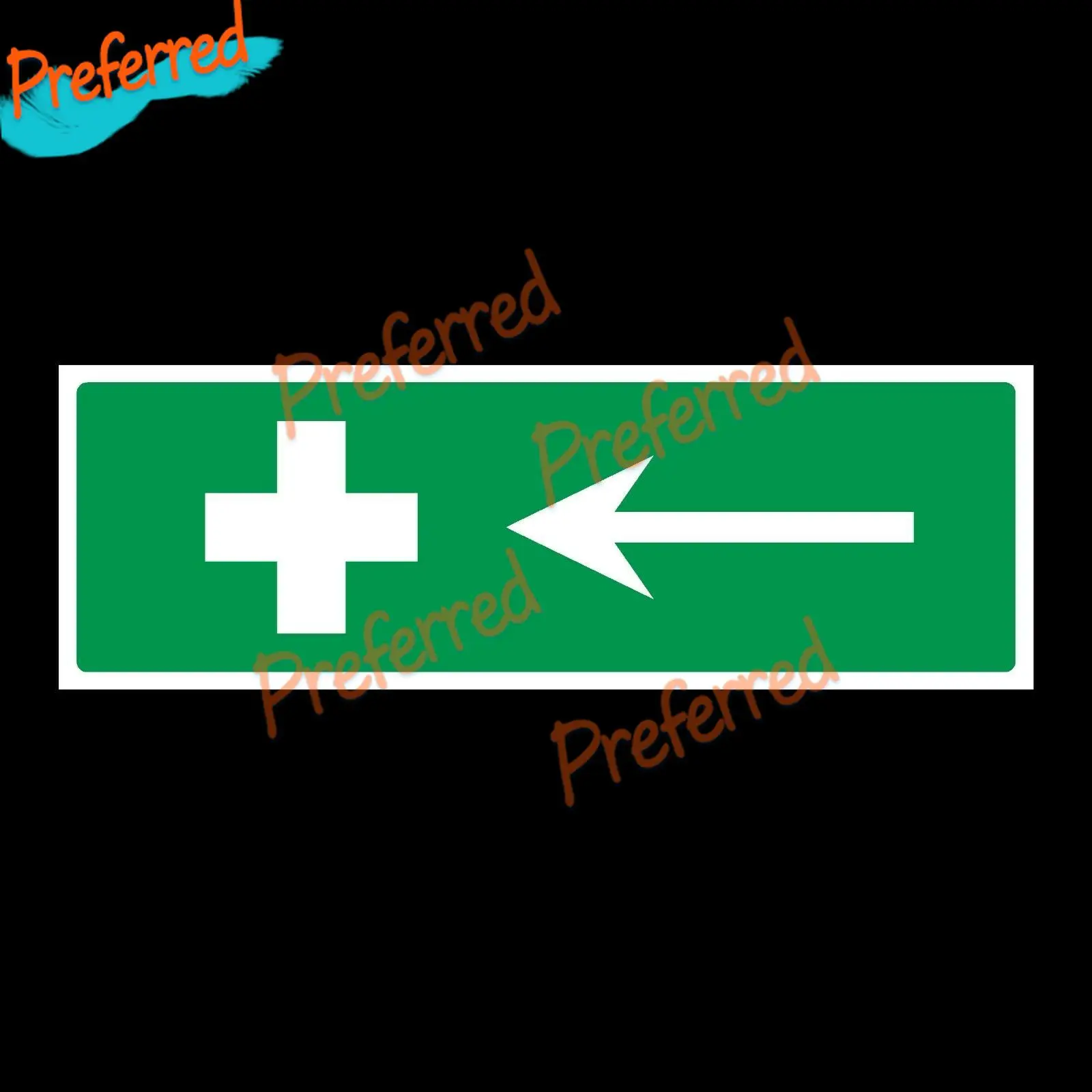 First Aid Emergency To Left 300x100mm Plastic Sign OR Sticker Glass Door Stickers Wall Stickers PVC Vinyl Sticker