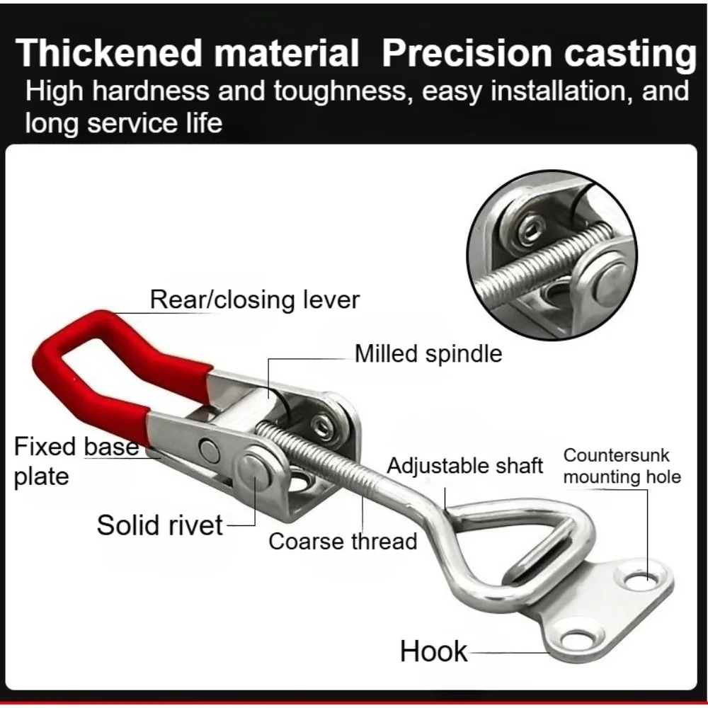 5PCS Adjustable Toggle Clamp Iron Galvanized Catch Clasp Anti-Slip Push Pull Quick Release Clamp for Smoker Lid Jig Tool Box Cas