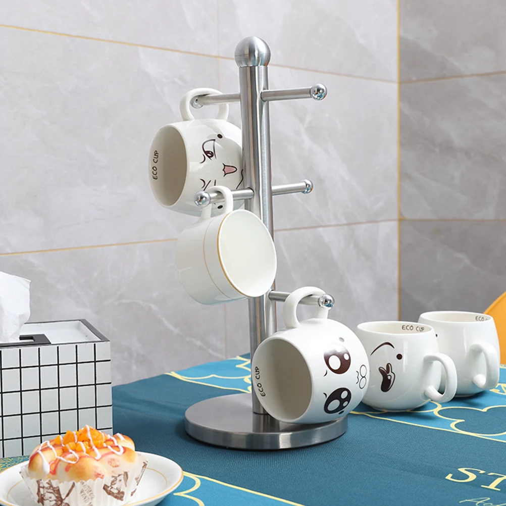 

Stainless Steel Mug Storage Rack Six Claw Layered Design Coffee Cup ganizer Holder Kitchen Shelf Bracket Household