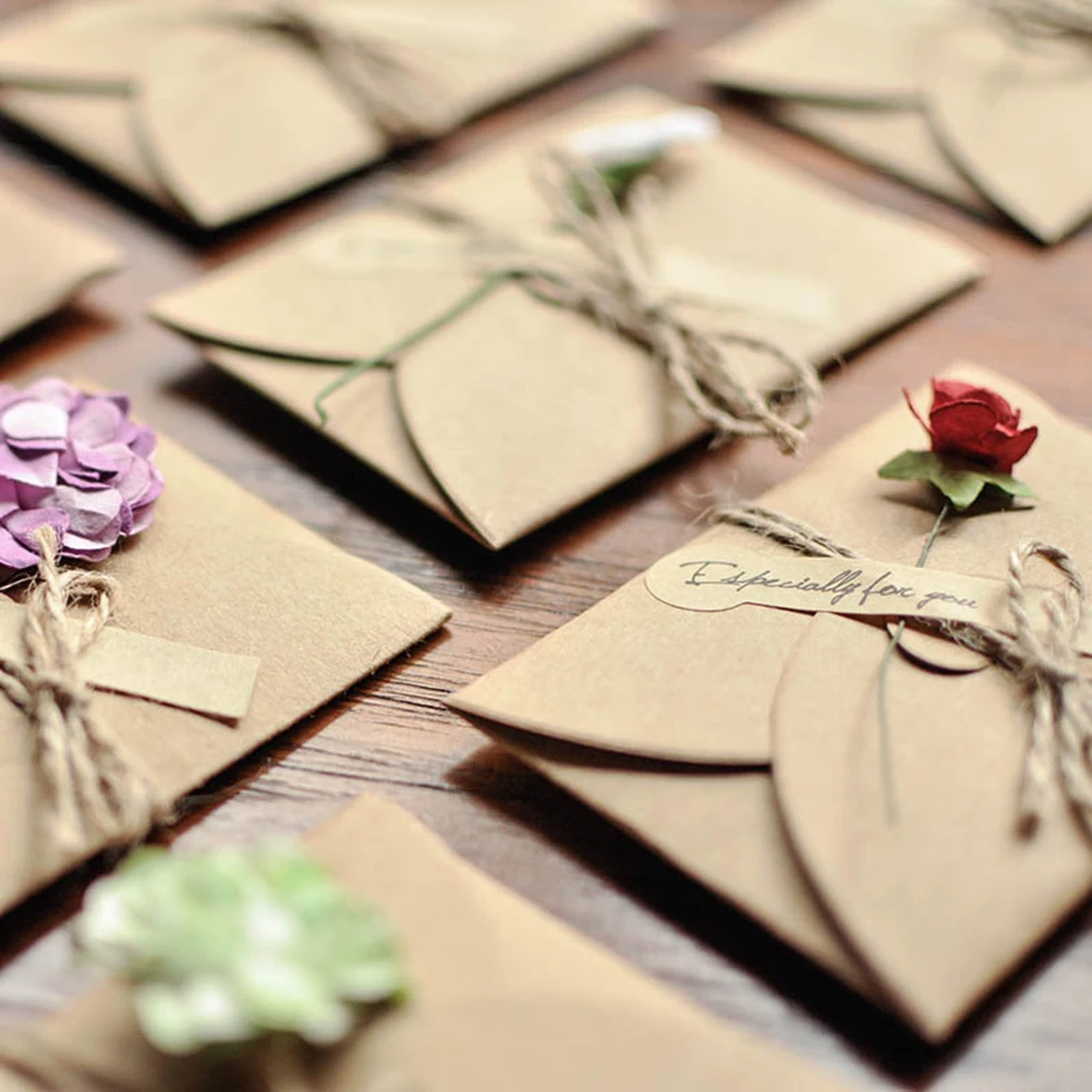 

18 Pcs Dried Flower Greeting Card Business Literature and Art Cowhide Cards Handwork Elegant