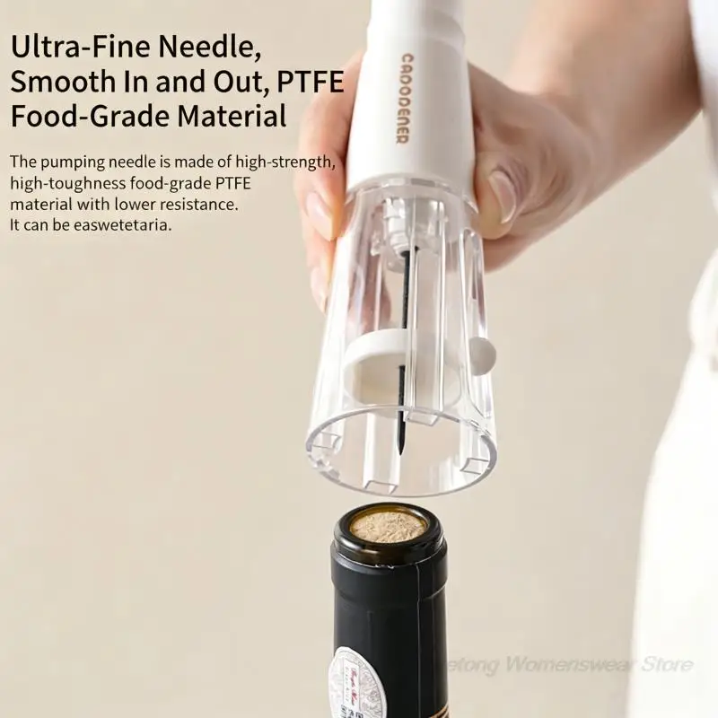 2-in-1 Air Pressure Wine Opener Corkscrew with Foil Cutter Food Grade Teflon Needle Effortless Beer Bottle Opener Safe Remover