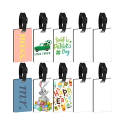 8/20Pcs Sublimation Blank Luggage Tags White Blank Travel Bag Baggage Tags with Strap Double Sided MDF Suitcase Label Tag