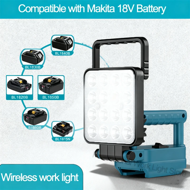 Led Light For Makita Battery 4In Portable Spotlight 2 USB Cordless Outdoor Work Fishing Handheld Emergency Tool Light No Battery