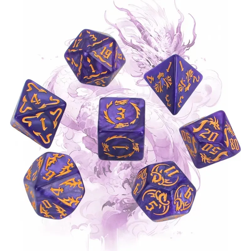 Dragon Element Polyhedral Dice Set 7 Pieces for DND Game Dungeon and Dragons Table Board Roll Playing Games Game Dice Gift