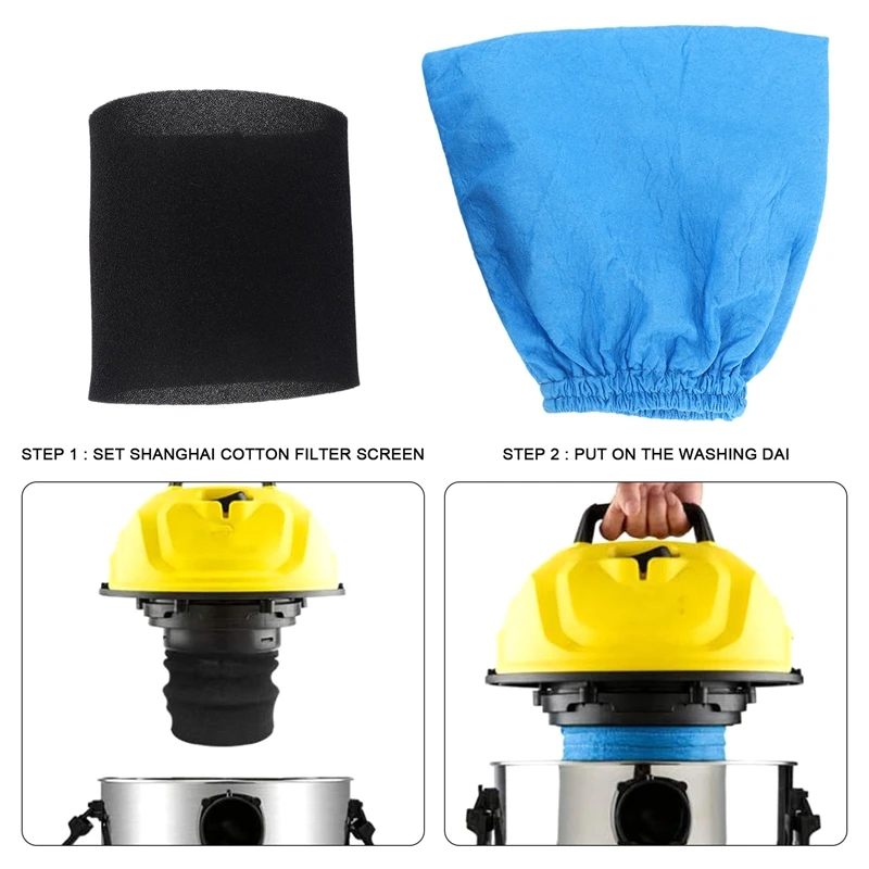 Textile Filter Bags Wet and Dry Foam Filter for Karcher MV1 WD1 WD2 WD3 Vacuum Cleaner Filter Bag Vacuum Cleaner Parts