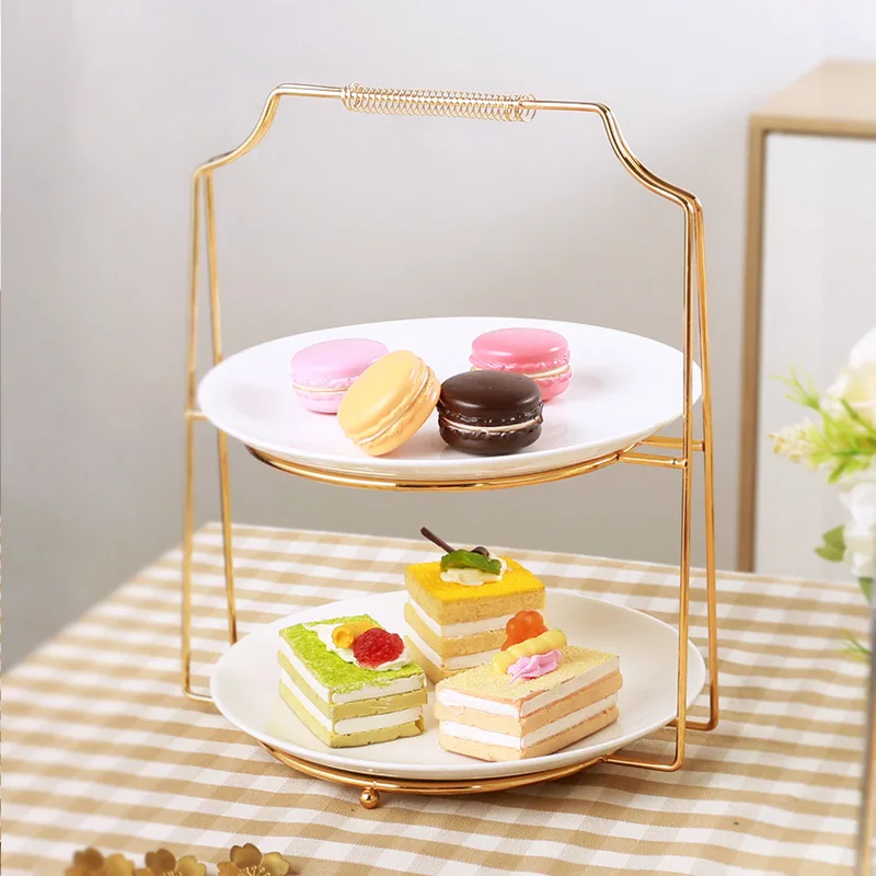 Durable 2 Tier Dessert Pastry Plate Rack Display Fruit Candy Shelf for Tea Party Serving Birthday Parties Pastry Dish Decoration