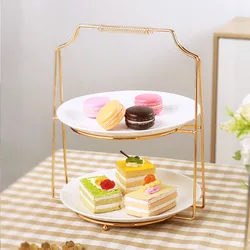 Durable 2 Tier Dessert Pastry Plate Rack Display Fruit Candy Shelf for Tea Party Serving Birthday Parties Pastry Dish Decoration