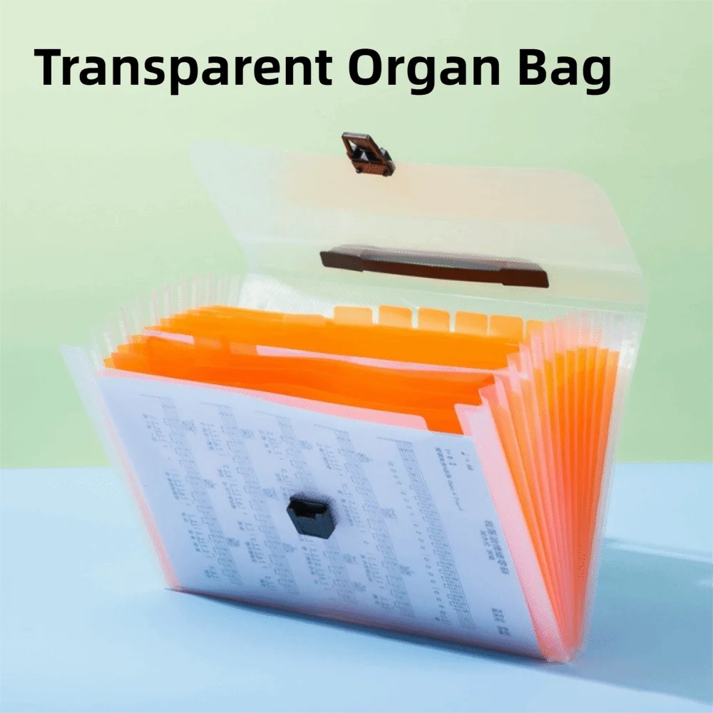 

Durable A4 Portable Accordion Bag Organ Bag Large Capacity Test Paper Storage Bag Thickened Transparent 13 Layer Folder Office