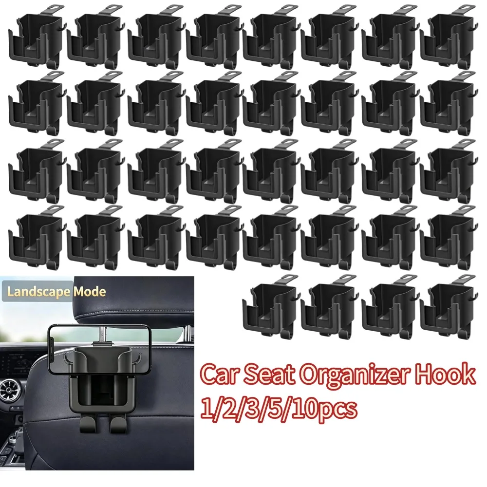 1/2/3/5/10pcs Car Seat Back Storager Hook With Cup Holder Phone Holder Car Headrest Organizer for Drinks, Bags Saving Space