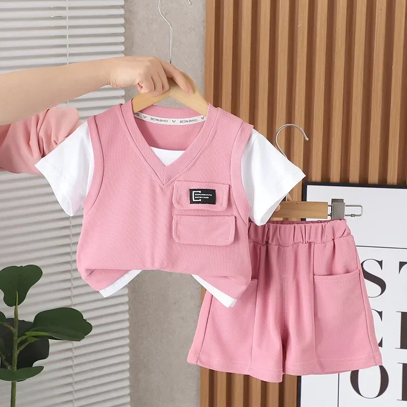 

New Summer Baby Girls Clothes Kids Boys Clothing Suit Children T-Shirt Shorts 2Pcs/Sets Toddler Casual Costume Infant Tracksuits