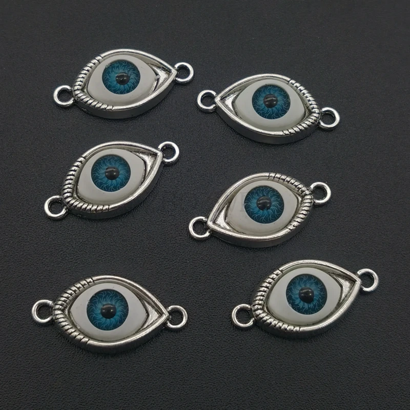 5pcs Charms 2colors Devil Eye 30x15mm Antique Silver Color Pendants Making DIY Handmade Tibetan Finding Jewelry Accessories