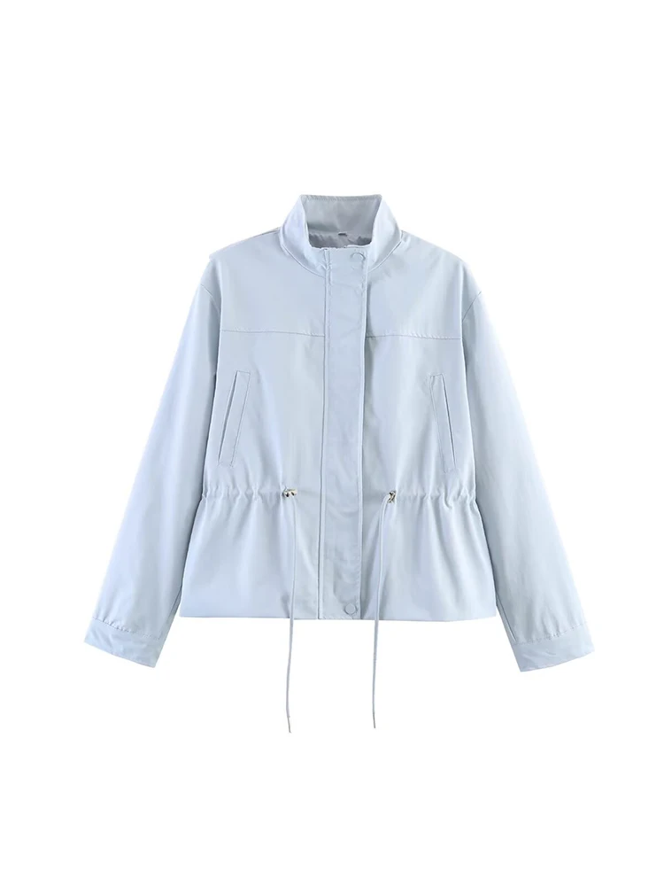 TFMLN Women High Neck Drawstring Jacket Long Sleeve Cropped Coat 2026 Spring Casual Outerwear Versatile Minimalist Female Coat - view 2