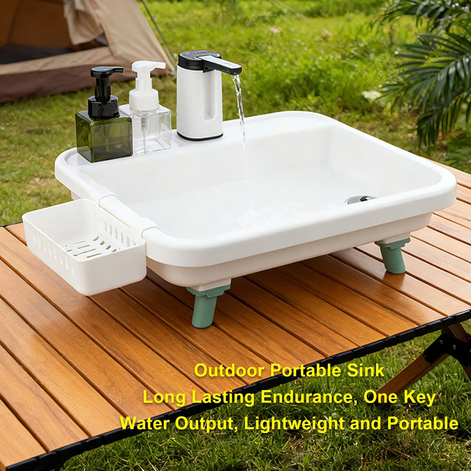 Portable Camping Sink Outdoor Wash Sink Portable Hand Basin and Electric Water Pump Kit for Camping Garden Activities