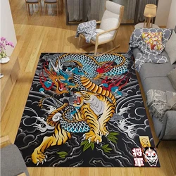 Alfombra Dragon and Tiger Fight Carpet Living Room Sofa Coffee Table Door Bedroom Rug Kitchen Kid Anti-slip Floor Mat Home Decor