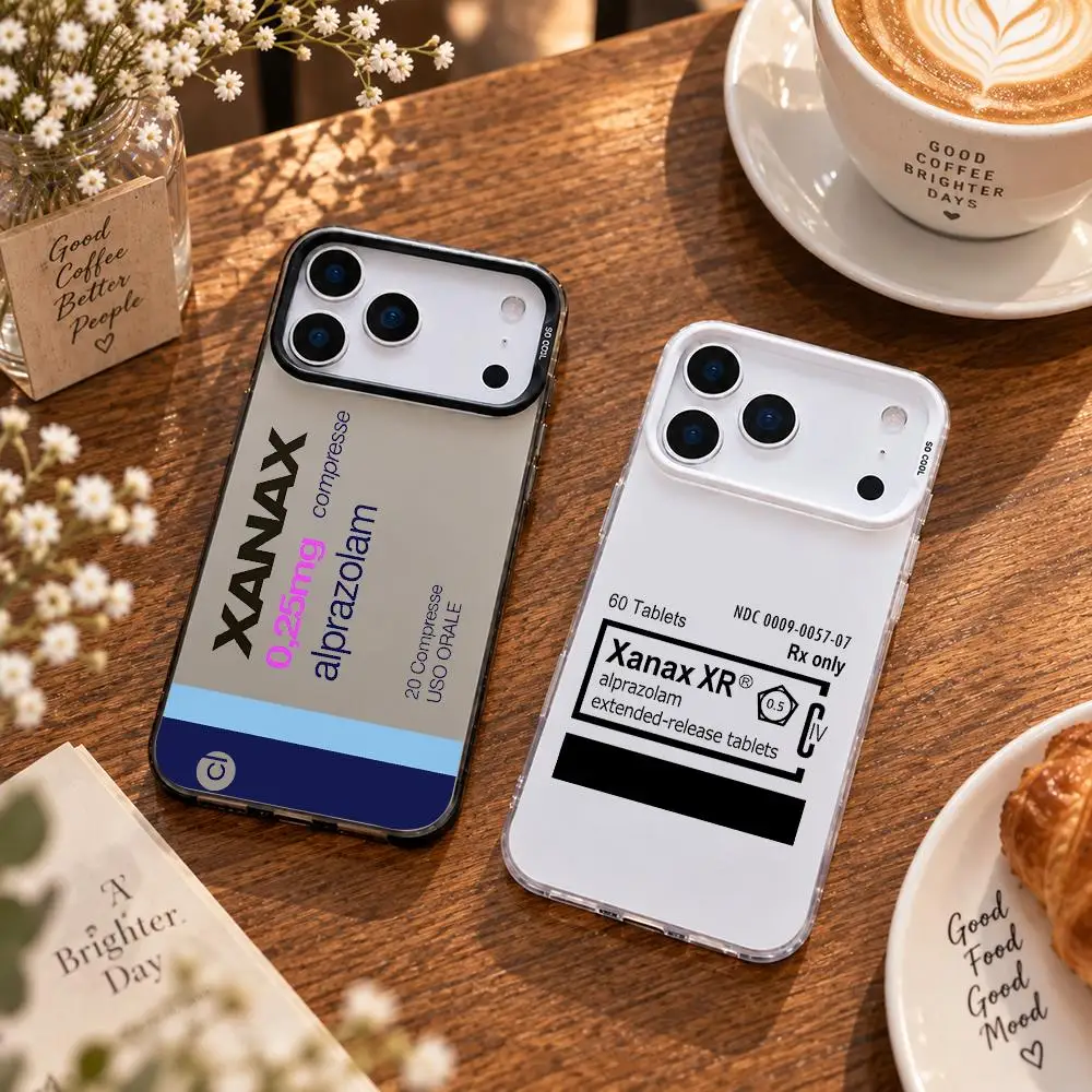 X-Xanax Style Print Phone Case For IPhone 18 17 16 15 14 13 Pro Max Independent Metal Button Electroplating Mobile