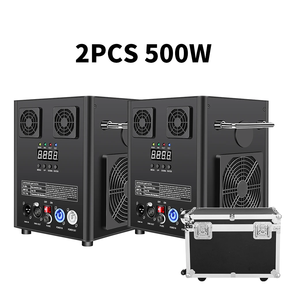 2PCS 500W Cold Sparklers Machine With Flightcase Firework Machines DMX Fountain Machine For Wedding Party Celebration DJ DISCO