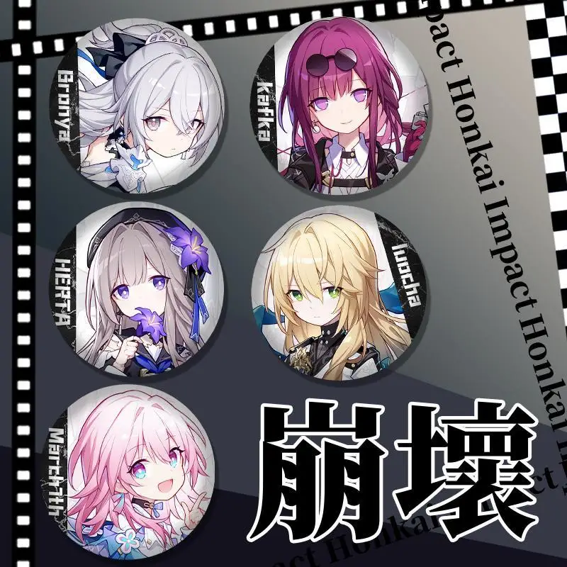 Honkai-Broche Star Rail de 58mm, Broche Kafka du 7 Mars, Herta Luocha, Bronya Cosplay, Danemark ge Anime, Accessoires pour Vêtements, Sac à Dos, Cadeau