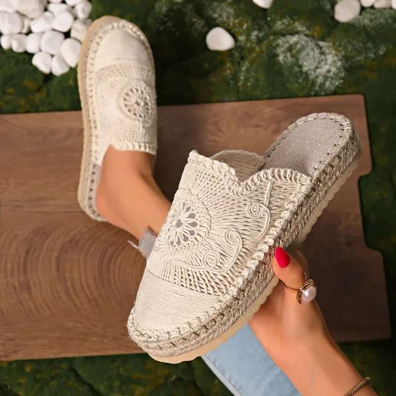 

Weave Mesh Women Platform Slippers Designer New Shoes Summer Fashion Sandals Casual and Comfortable Walking Sandals Plus Size 43