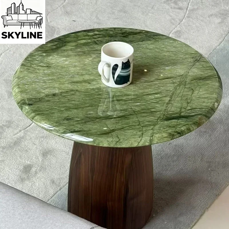 Retro side few living room sofa walnut color solid wood home sofa round corner few