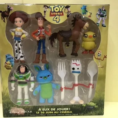 Disney 7pcs Toy Story 4 Action Figures Toys Woody Jessie Buzz Lightyear Forky Pig Bear Figura Model Doll Figurine Kids Gifts