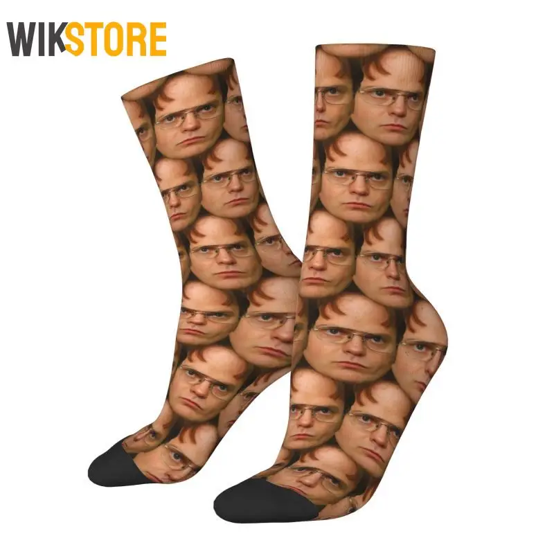 Dwight Schrute Collage Men Women Male Hip Hop Happy Crew Socks Unisex Cool The Office Dress Socks Non-Slip Running Sport Socks