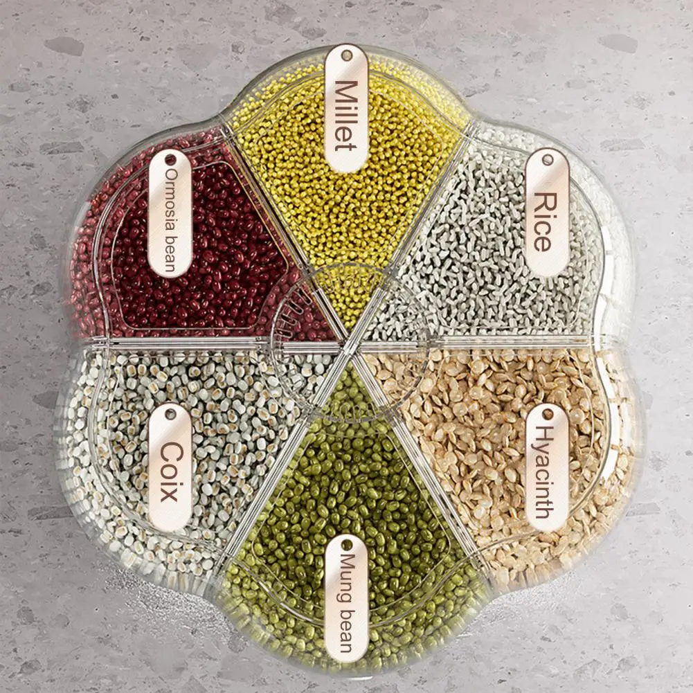 Practical Visible 360 Degree Rotation 6 Compartment Beans Rice Barley Grain Dispenser Restaurant Supplies Rice Can Rice Can