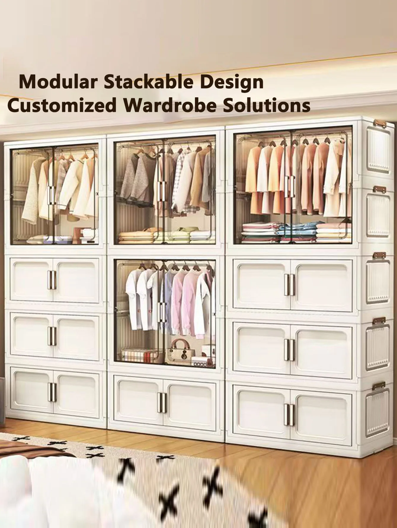 

Easy-Assembly Foldable Plastic Wardrobe Home Use Storage Cabinet for Rent Houses Dormitories Thickened Children's Small Closet