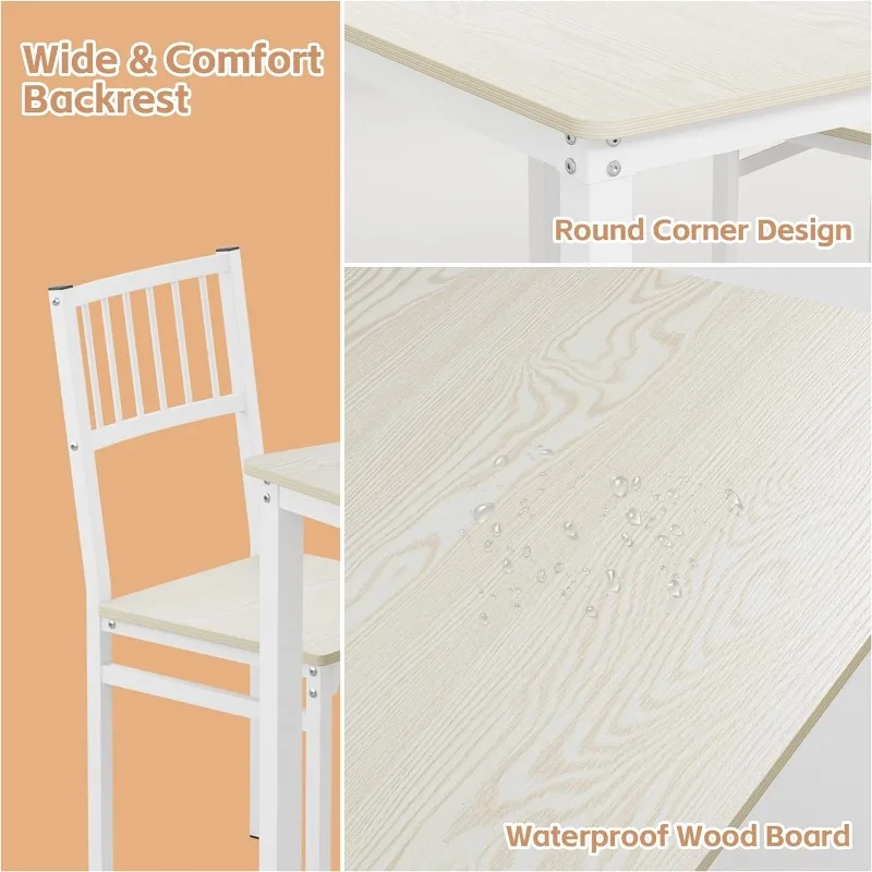 Dining Table Set /Computer Desk,Kitchen Table with 2 Chairs and a Bench,Table and Chairs 4 Piece Set for Dining Room