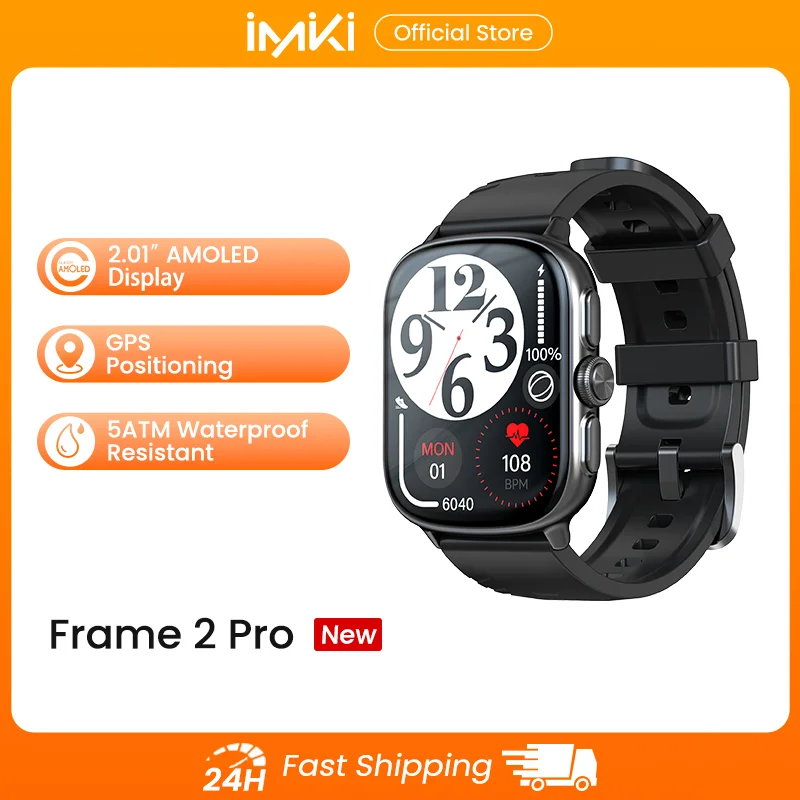 

IMIKI Frame 2 Pro Sports Smart Watch 2.01" Amoled HD Display GPS Tracking Health Monitoring 5ATM Waterproof Swimming Watch HOT