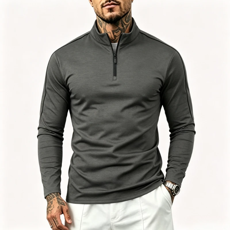 Autumn Men's Half Zipper Pullover Warm Fleece Tracksuit for Men Zipper Neck Hoodies Sweatshirts Man Clothing Soft Shell Hoodie