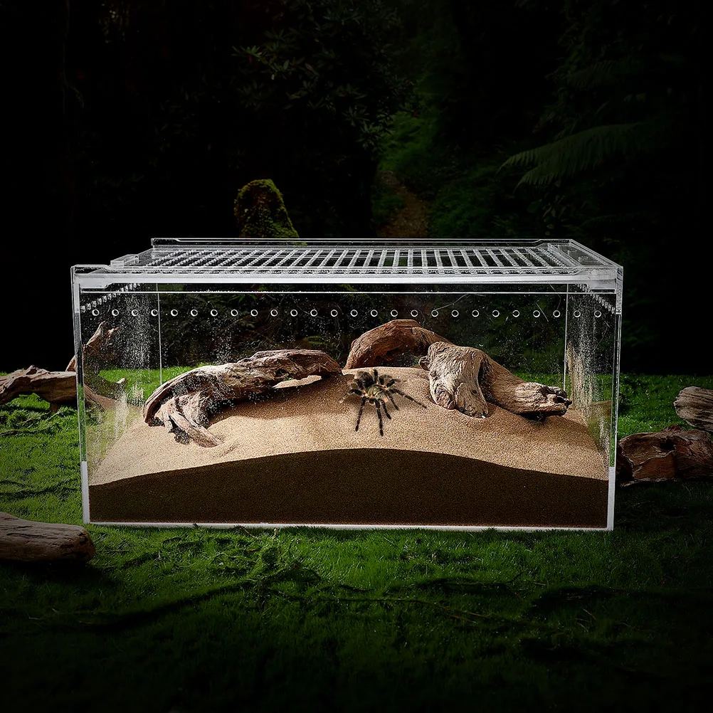 

Acrylic Reptile Cage Multi function Breeder Box Transparent Keeper Sturdy Durable Suitable Spiders Lizards Turtles Frogs